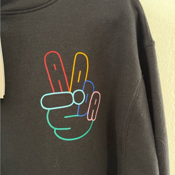 Adidas Black Sweatshirt with Colorful Peace Sign Men’s Size Large - Picture 2 of 6